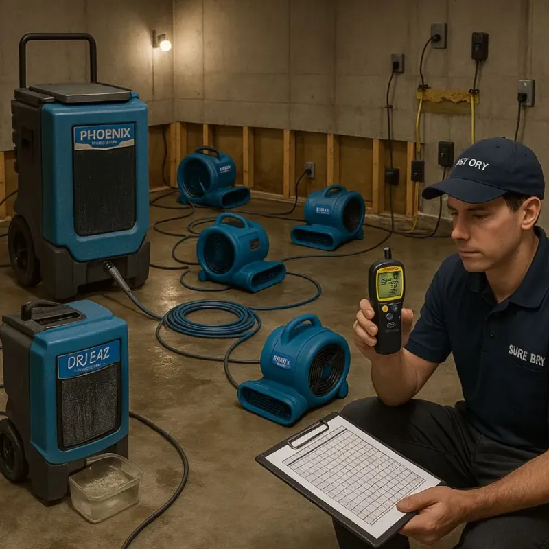 Structural Drying and Dehumidification process in Campbell, CA
